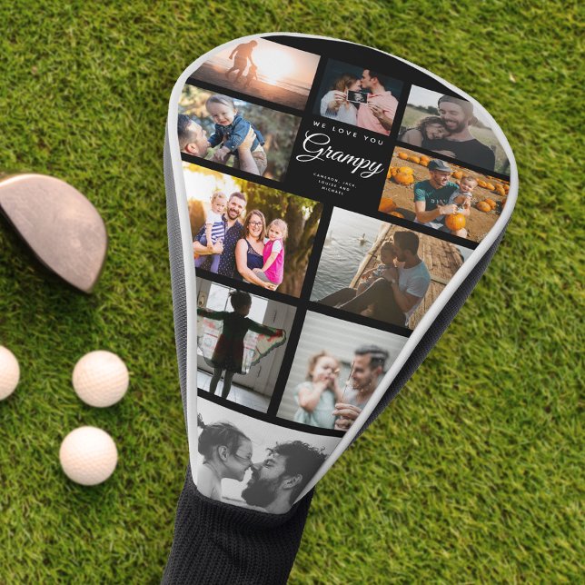 We Love Grampy Family Photo Collage Sports Fan Golf Head Cover (Creator Uploaded)