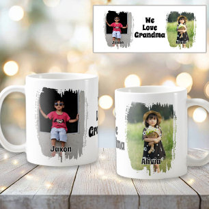 We Love Grandma Fully Customisable Two Photo Coffee Mug