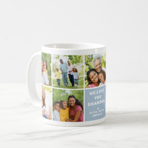 We Love Grandma Modern Blue Photo Collage Coffee Mug