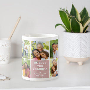 We Love Grandma Modern Dusty Rose Photo Coffee Mug