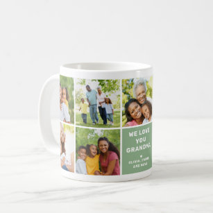 We Love Grandma Modern Green Photo Collage Coffee Mug