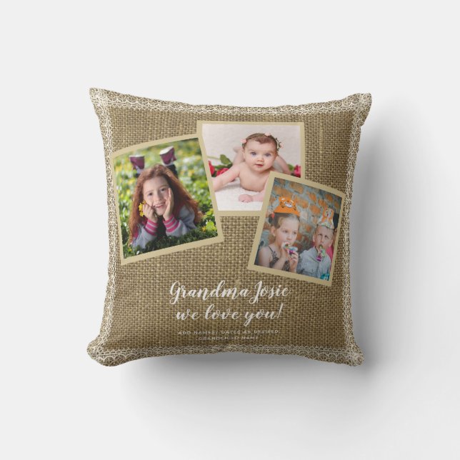 We Love Grandma Photo Collage Custom Branded Cushion (Front)