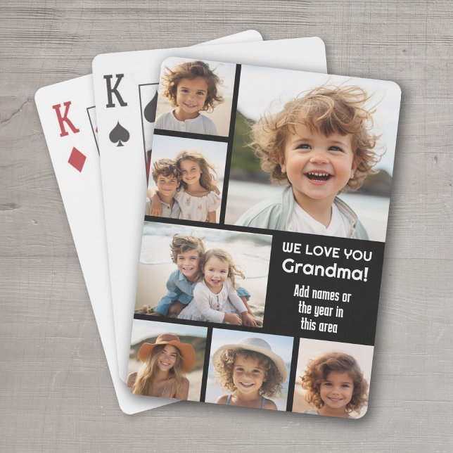 We Love Grandma - Photo Collage with 7 Photos Playing Cards (Personalized Playing Cards - add your photos and text)