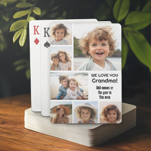 We Love Grandma - Photo Collage with 7 Photos Playing Cards