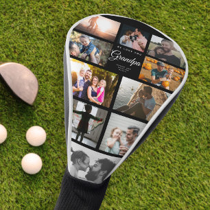 We Love Grandpa Family Photo Collage Cool Golfer Golf Head Cover