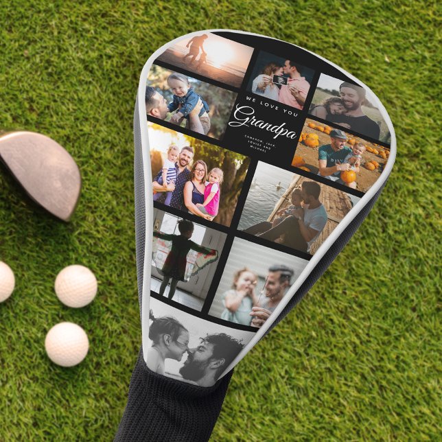 We Love Grandpa Family Photo Collage Cool  Golfer Golf Head Cover (Creator Uploaded)