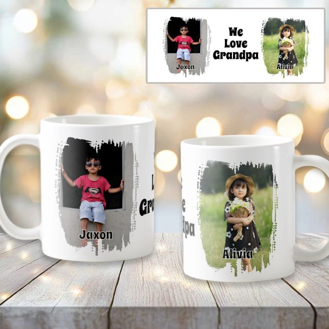 We Love Grandpa Fully Customisable Two Photo Coffee Mug (We Love Grandpa Fully Customizable Two Photo Coffee Mug)
