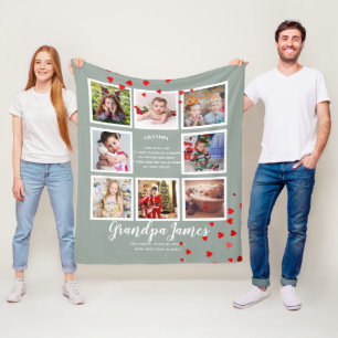 We LOVE GRANDPA POEM - Photo Collage Grandkids Fleece Blanket