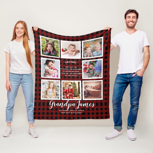 We LOVE GRANDPA POEM - Photo Collage Grandkids Fleece Blanket (In Situ)