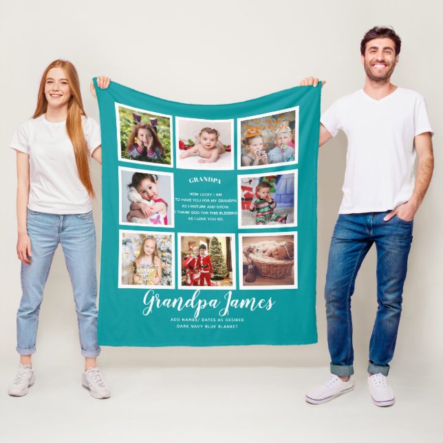 We LOVE GRANDPA POEM - Photo Collage Grandkids Fleece Blanket (In Situ)
