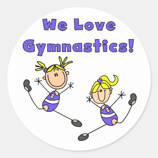 We Love Gymnastics Tshirts and Gifts Classic Round Sticker (Front)