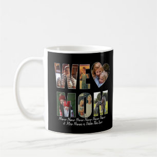 We Love Heart Mum Add Photos Names Text on Black Coffee Mug