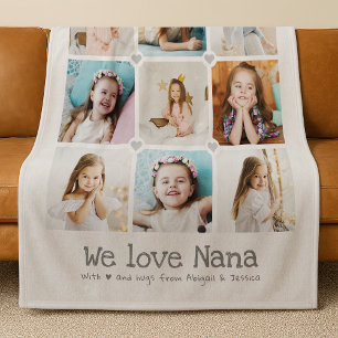 We love Nana/Grandma/Nan/Other 9-Photo Collage Fleece Blanket