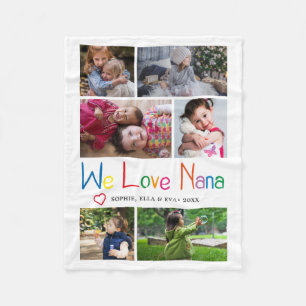 We Love Nana Photo Collage Fleece Blanket