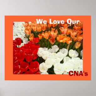 We Love Our CNA's posters Orange Tulip Flowers