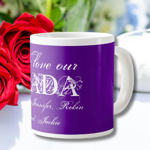 We Love Our Dada Cute Personalised Purple & White Large Coffee Mug