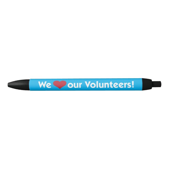 We Love Our Volunteers with Heart Icon Black Ink Pen (Front)