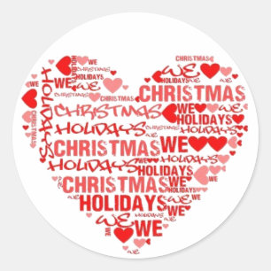 We Love Red Heart Christmas Postage Sticker