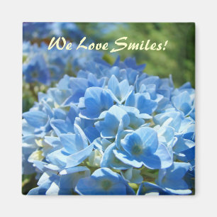 We Love Smiles! magnets Blue Hydrangea Flowers