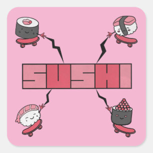 We Love Sushi - Sushi Love - ASL ILY Obsession Square Sticker