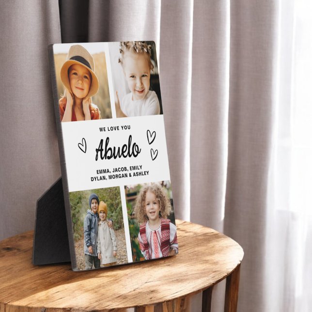 We Love You Abuelo Modern Photo Collage Plaque (Creator Uploaded)