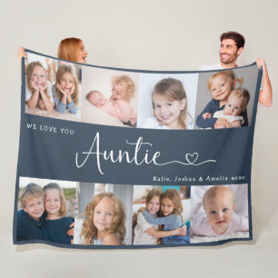 We Love you Auntie Script 8 Photo Modern Fleece Blanket
