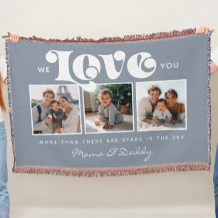 We love You Baby Birthday Family Photo Collage Throw Blanket