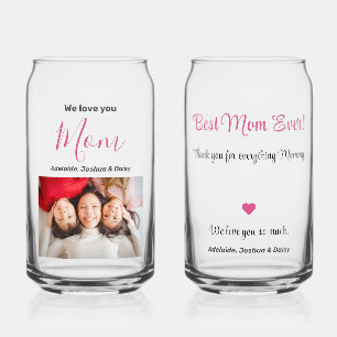 We Love You Best Mom Ever Modern Script Chic Pink  Can Glass