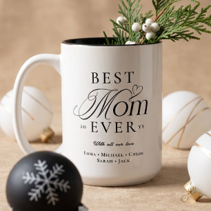 We Love You Best Mum Ever Personalised Christmas Two-Tone Coffee Mug
