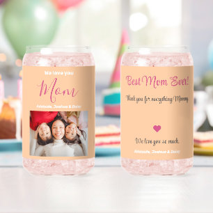 We Love You Best Mum Ever Photo Personalised Soda Can Glass