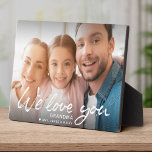 We Love you Brush Script Custom Name Photo Plaque<br><div class="desc">This trendy brush script calligraphy design reading WE LOVE YOU over your custom names and message makes for a beautiful photo plaque gift for any family member. Here it reads "Grandma" but this is easily customisable to read Mother,  Father,  or any name you wish.</div>