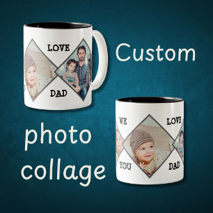 We love you dad 3 photo collage Two-Tone coffee mug