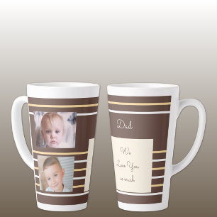 We love you Dad brown and orange with photos Latte Mug