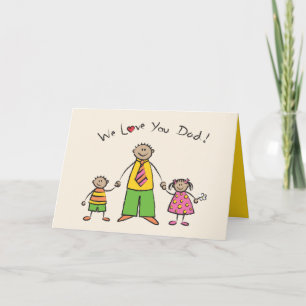 We Love You Dad Cartoon Family Happy Father's Day Card
