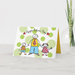 We Love You Dad Cartoon Family Happy Father's Day Card