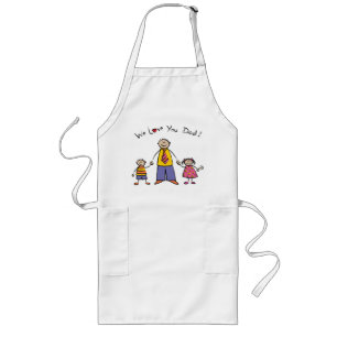 We Love You Dad Cartoon Family Happy Father's Day Long Apron