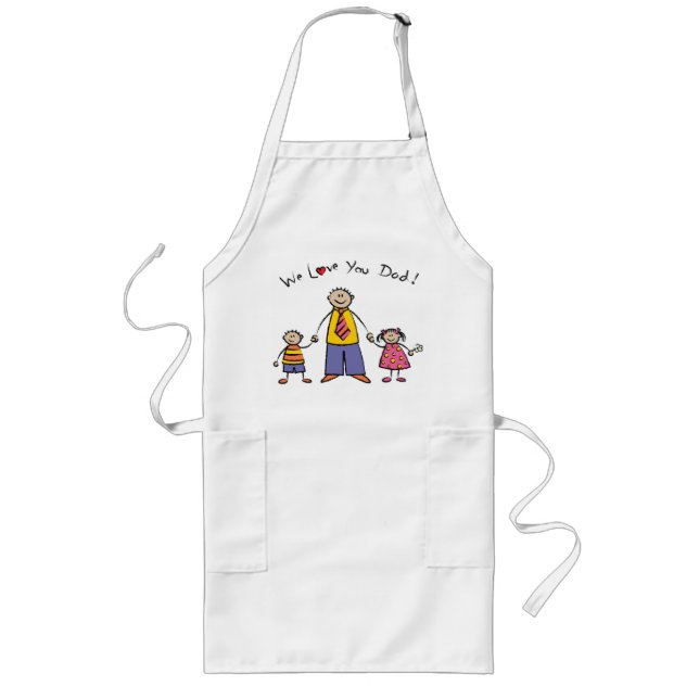 We Love You Dad Cartoon Family Happy Father's Day Long Apron (Front)