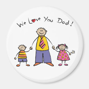 We Love You Dad Cartoon Family Happy Father's Day Magnet