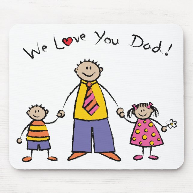 We Love You Dad Cartoon Family Happy Father's Day Mouse Pad (Front)
