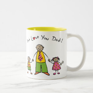 We Love You Dad Cartoon Family Happy Father's Day Two-Tone Coffee Mug