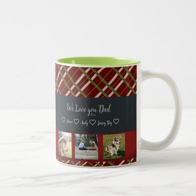  We Love You Dad, Custom 3 Photo Grid    Two-Tone Coffee Mug (Right)