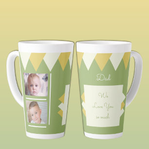 We love you Dad green and yellow with photos Latte Mug