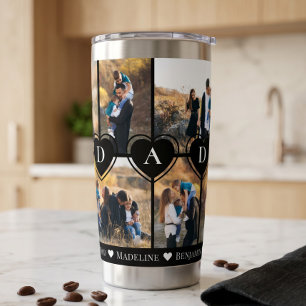 We Love You Dad Heart Personalised Photo Collage Insulated Tumbler