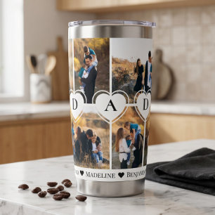 We Love You Dad Heart Personalised Photo Collage Insulated Tumbler
