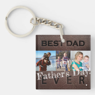 We love you dad personalised 3 photo collage key ring