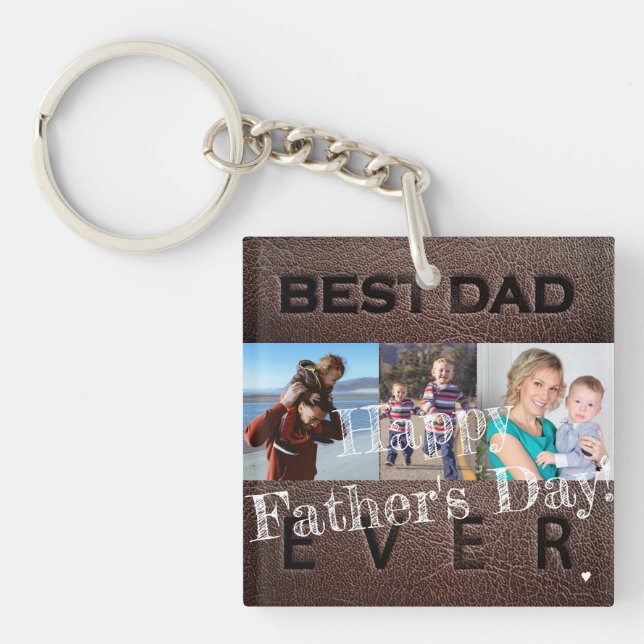 We love you dad personalised 3 photo collage key ring (Front)