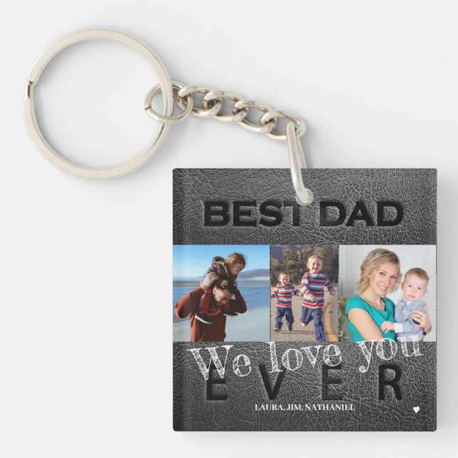We love you dad personalised photos key ring (Front)