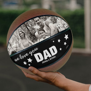 We Love You Dad Photo Black & White Stars Basketball