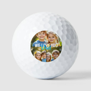 We Love You Dad Photo Collage Blue Golf Balls
