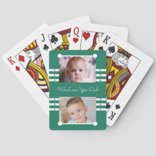 We love you dad with names green white photo playing cards